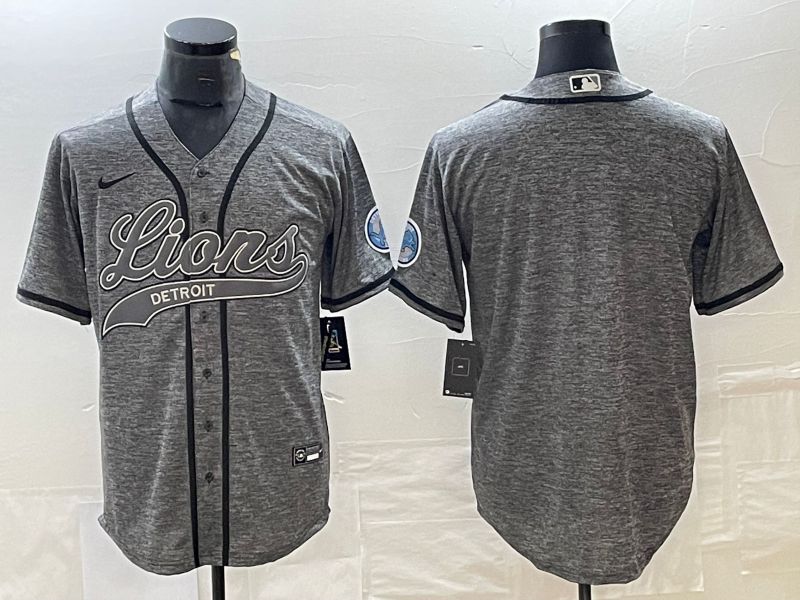 Men Detroit Lions Blank Grey Nike 2023 Co Branding Game NFL Jersey style 1